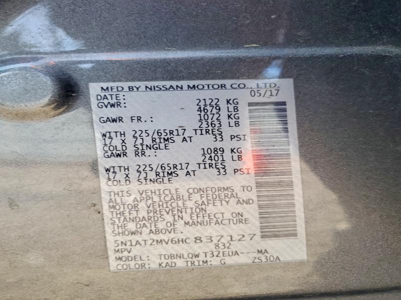 46846196 :رقم المزاد ، 5N1AT2MV6HC837127 vin ، 2017 Nissan Rogue مزاد بيع