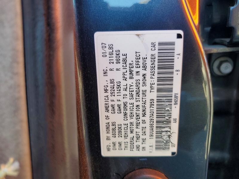 Aukcja sprzedaży 2007 Acura Tl, vin: 19UUA66297A017959, numer aukcji: 46031536