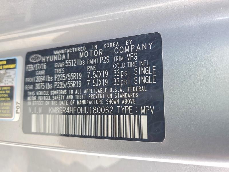Продажа на аукционе авто 2017 Hyundai Santa Fe, vin: KM8SR4HF0HU180062, номер лота: 48250576