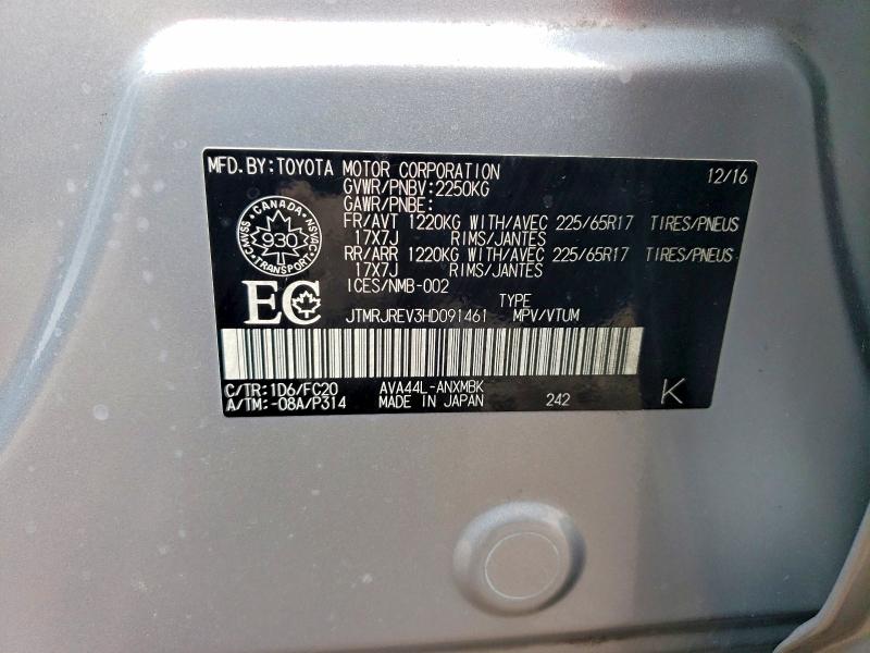 Aukcja sprzedaży 2017 Toyota Rav4 Hybrid, vin: JTMRJREV3HD091461, numer aukcji: 78609135