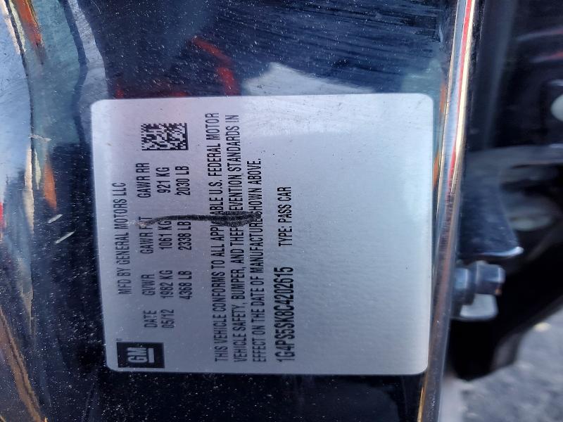 2012 Buick Verano მანქანა იყიდება აუქციონზე, vin: 1G4PS5SK8C4202615, აუქციონის ნომერი: 79706995