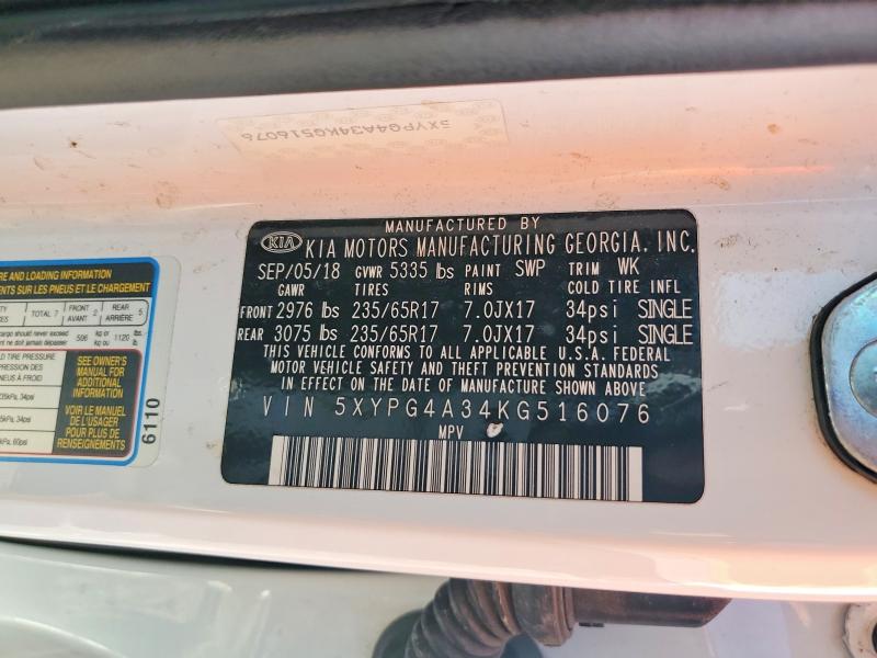 Продаж на аукціоні авто 2019 Kia Sorento, vin: 5XYPG4A34KG516076, номер лоту: 46541396