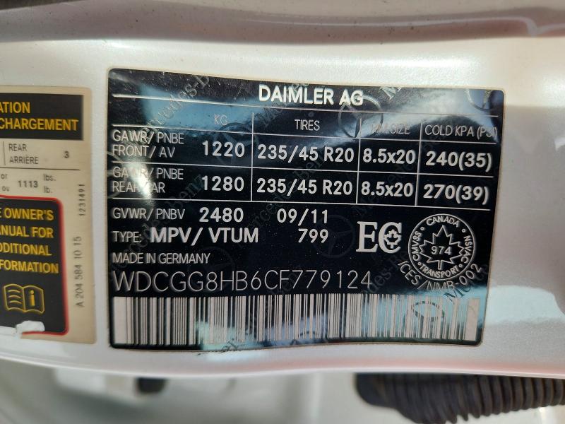 Aukcja sprzedaży 2012 Mercedes-benz Glk, vin: WDCGG8HB6CF779124, numer aukcji: 79628925