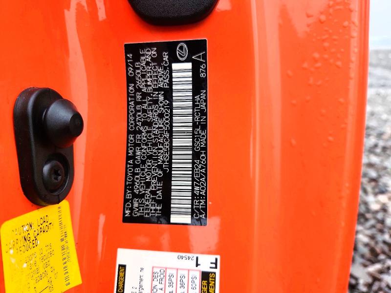 Aukcja sprzedaży 2015 Lexus Rc, vin: JTHSE5BC4F5000219, numer aukcji: 41715046