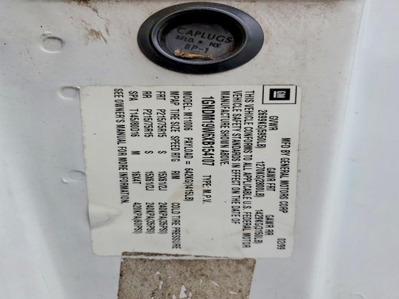 1999 Chevrolet Astro მანქანა იყიდება აუქციონზე, vin: 1GNDM19W6XB154107, აუქციონის ნომერი: 46345756