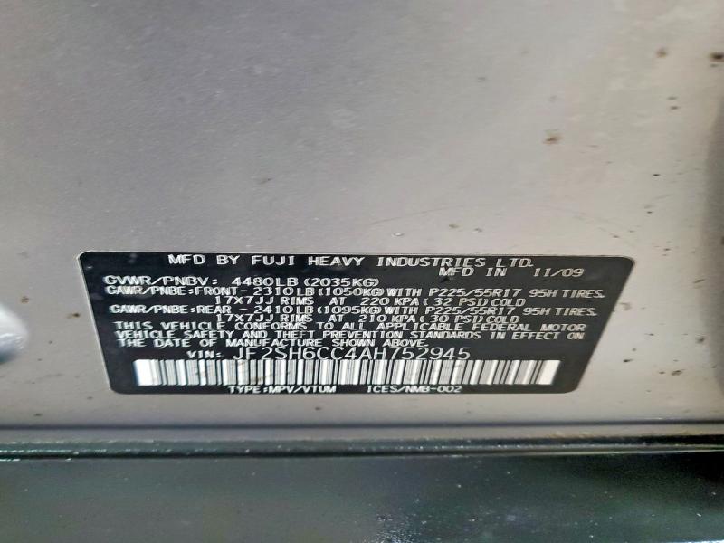 Продажа на аукционе авто 2010 Subaru Forester, vin: JF2SH6CC4AH752945, номер лота: 46757756