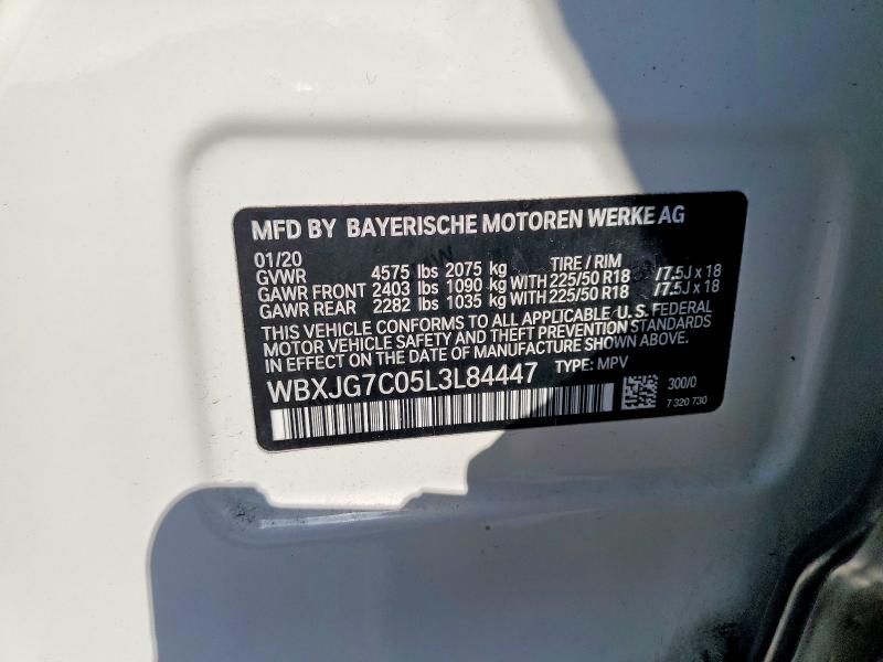 45660226 :رقم المزاد ، WBXJG7C05L3L84447 vin ، 2020 Bmw X1 مزاد بيع