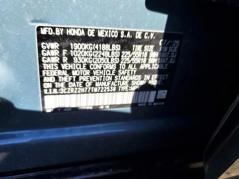 47268476 :رقم المزاد ، 3CZRZ2H77TM722538 vin ، 2026 Honda Hr-v مزاد بيع