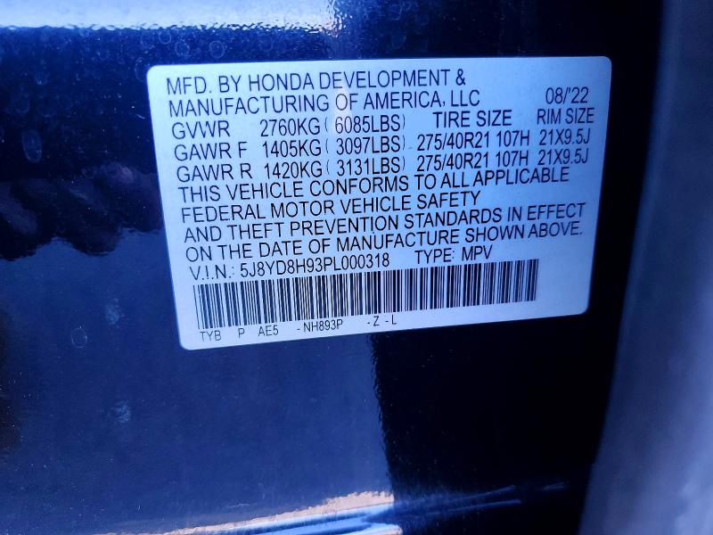 2023 Acura Mdx მანქანა იყიდება აუქციონზე, vin: 5J8YD8H93PL000318, აუქციონის ნომერი: 45629676