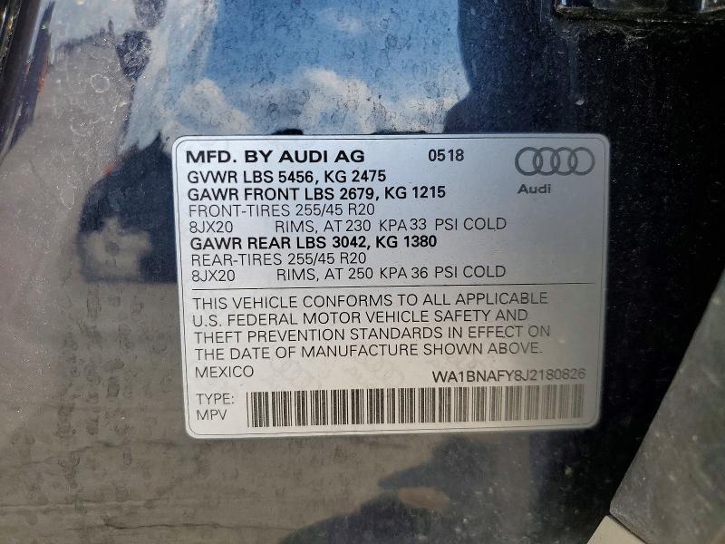 79254405 :رقم المزاد ، WA1BNAFY8J2180826 vin ، 2018 Audi Q5 مزاد بيع
