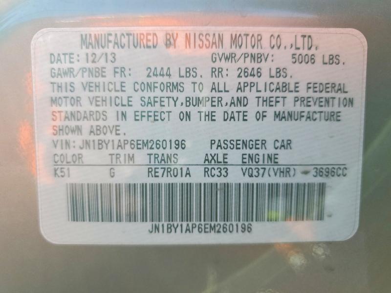 Aukcja sprzedaży 2014 Infiniti Q70, vin: JN1BY1AP6EM260196, numer aukcji: 45753566