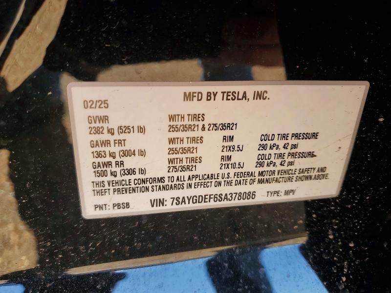 2025 Tesla Model Y მანქანა იყიდება აუქციონზე, vin: 7SAYGDEF6SA378086, აუქციონის ნომერი: 45628656