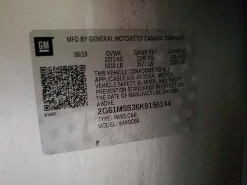45536296 :رقم المزاد ، 2G61M5S36K9155144 vin ، 2019 Cadillac Xts مزاد بيع