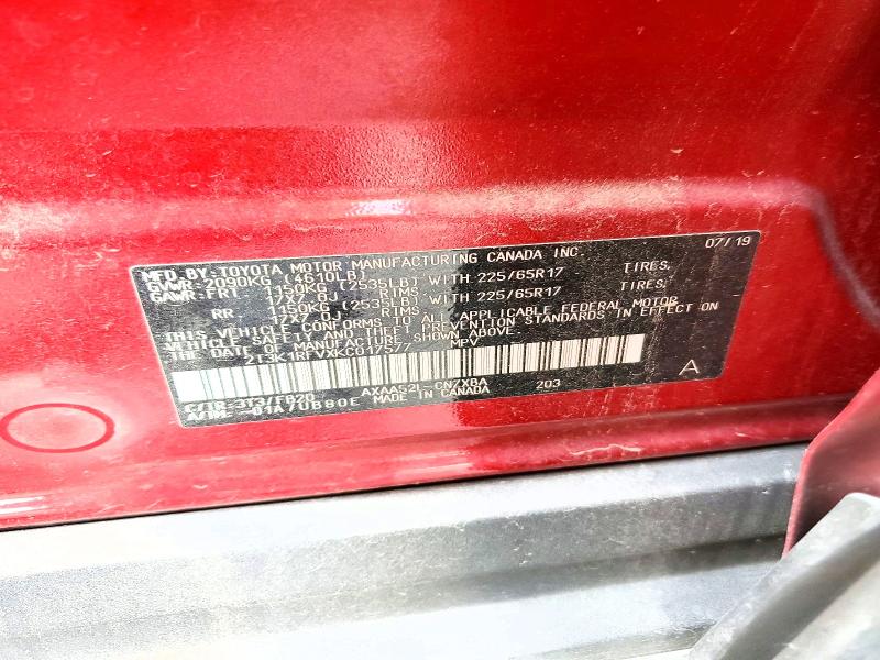 Aukcja sprzedaży 2019 Toyota Rav4, vin: 2T3K1RFVXKC017577, numer aukcji: 48077796