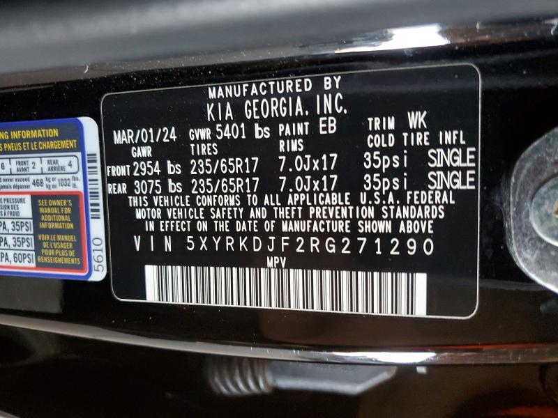 Продаж на аукціоні авто 2024 Kia Sorento, vin: 5XYRKDJF2RG271290, номер лоту: 47578246