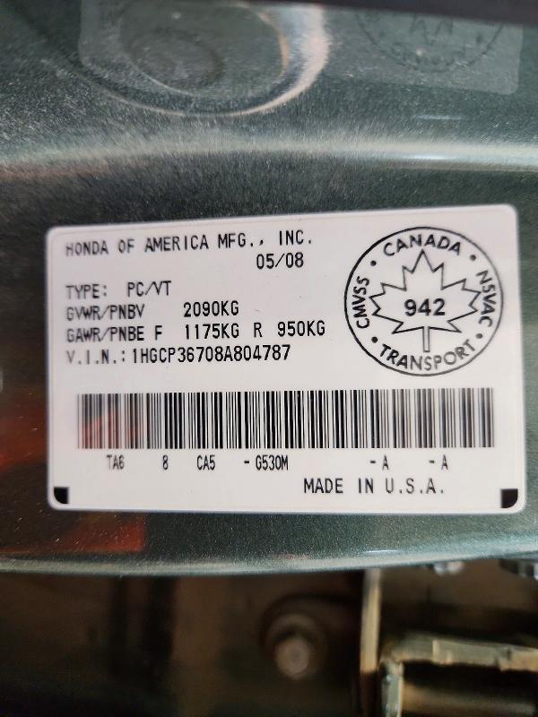 Продажа на аукционе авто 2008 Honda Accord, vin: 1HGCP36708A804787, номер лота: 47110106