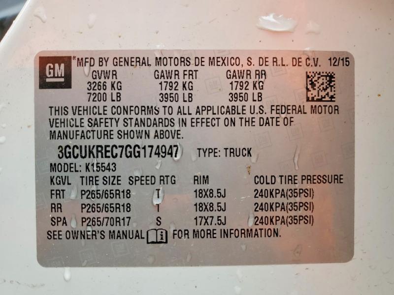 Продажа на аукционе авто 2016 Chevrolet Silverado, vin: 3GCUKREC7GG174947, номер лота: 47241856