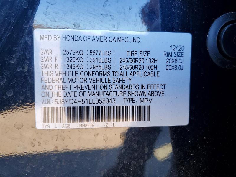Продажа на аукционе авто 2020 Acura Mdx, vin: 5J8YD4H51LL055043, номер лота: 45528836