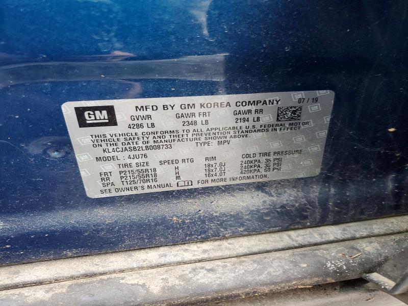 78676175 :رقم المزاد ، KL4CJASB2LB008733 vin ، 2020 Buick Encore مزاد بيع