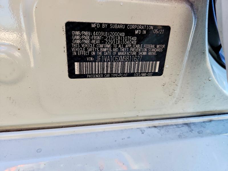 Aukcja sprzedaży 2021 Subaru Wrx, vin: JF1VA1C6XM9811627, numer aukcji: 46428726