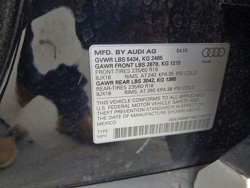 Aukcja sprzedaży 2019 Audi Q5, vin: WA1ANAFY4K2100774, numer aukcji: 48188056
