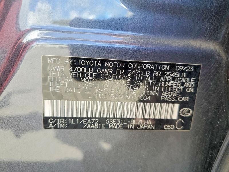 Aukcja sprzedaży 2023 Lexus Is 350, vin: JTHGZ1B23P5071004, numer aukcji: 45572786