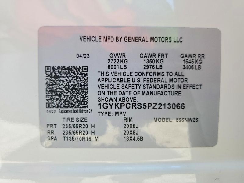 79482105 :رقم المزاد ، 1GYKPCRS5PZ213066 vin ، 2023 Cadillac Xt6 مزاد بيع