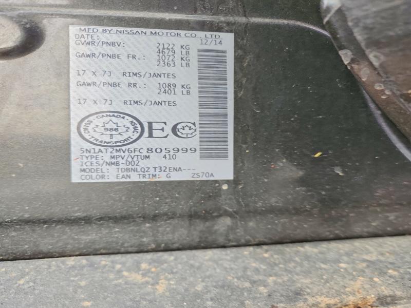 46549776 :رقم المزاد ، 5N1AT2MV6FC805999 vin ، 2015 Nissan Rogue مزاد بيع