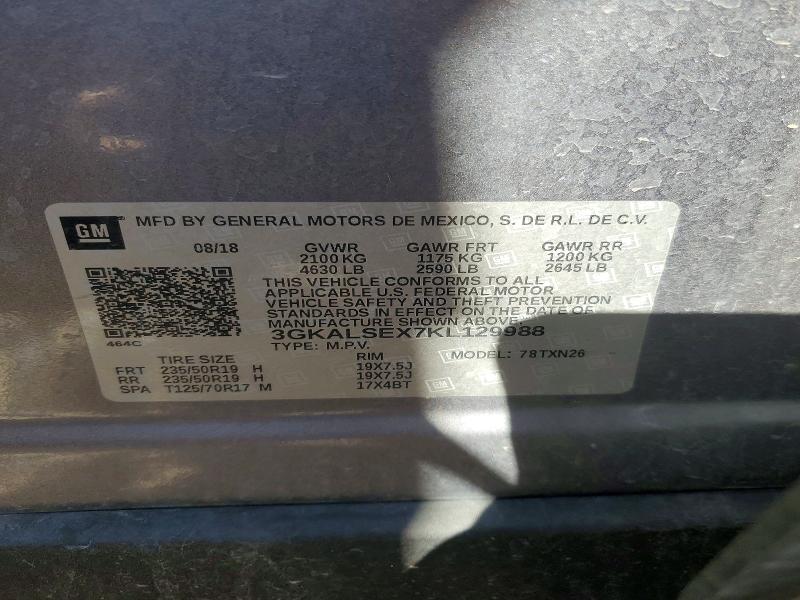 42005186 :رقم المزاد ، 3GKALSEX7KL129988 vin ، 2019 Gmc Terrain مزاد بيع
