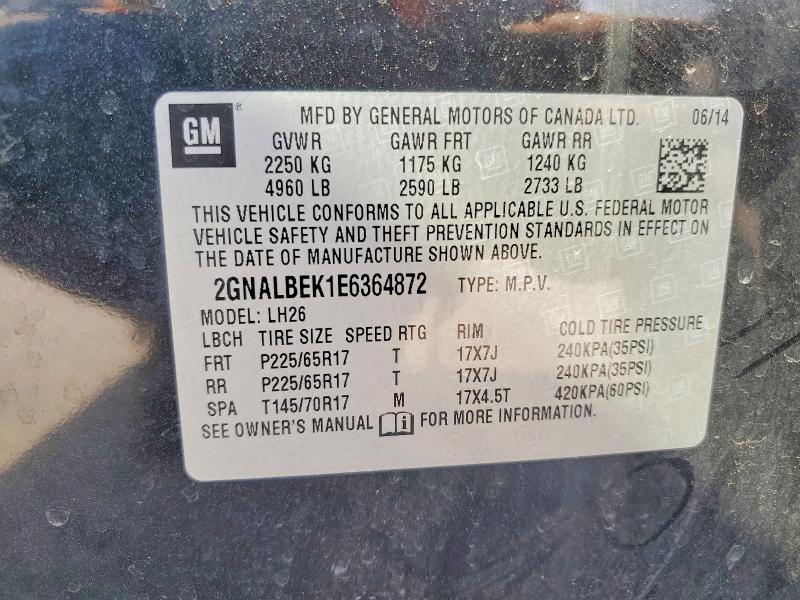 Продажа на аукционе авто 2014 Chevrolet Equinox, vin: 2GNALBEK1E6364872, номер лота: 79019535
