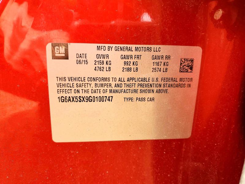 2016 Cadillac Cts მანქანა იყიდება აუქციონზე, vin: 1G6AX5SX9G0100747, აუქციონის ნომერი: 47635126