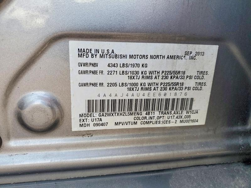 Продажа на аукционе авто 2014 Mitsubishi Rvr, vin: 4A4AJ4AU4EE601876, номер лота: 47502666