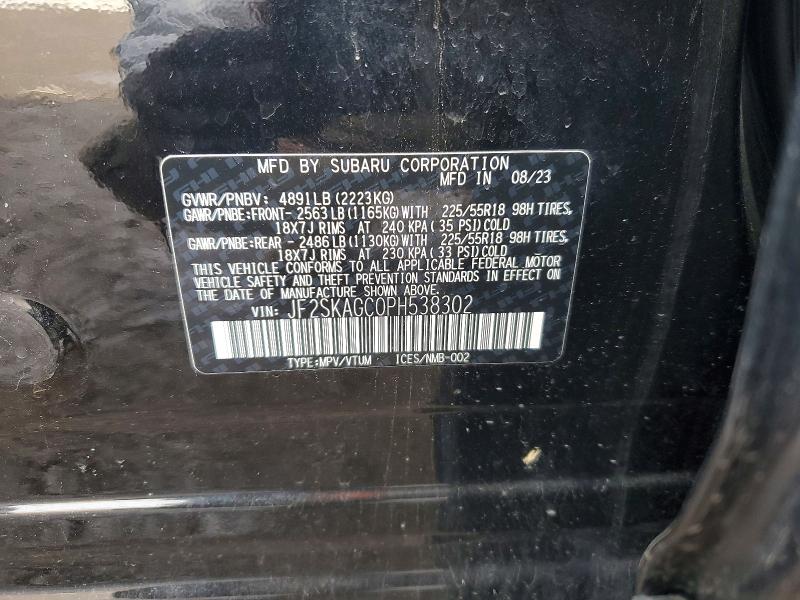 Aukcja sprzedaży 2023 Subaru Forester, vin: JF2SKAGC0PH538302, numer aukcji: 45652566