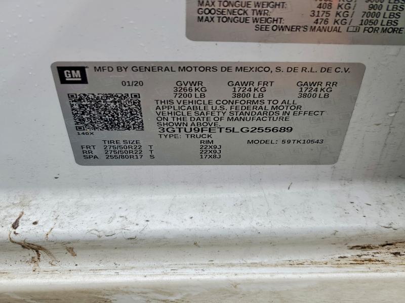 Aukcja sprzedaży 2020 Gmc Sierra, vin: 3GTU9FET5LG255689, numer aukcji: 41901706