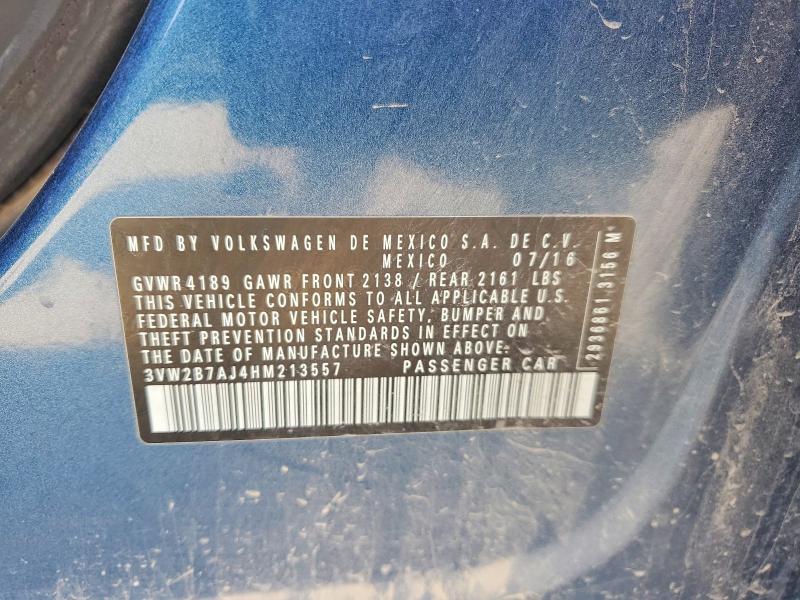 47778976 :رقم المزاد ، 3VW2B7AJ4HM213557 vin ، 2017 Volkswagen Jetta مزاد بيع