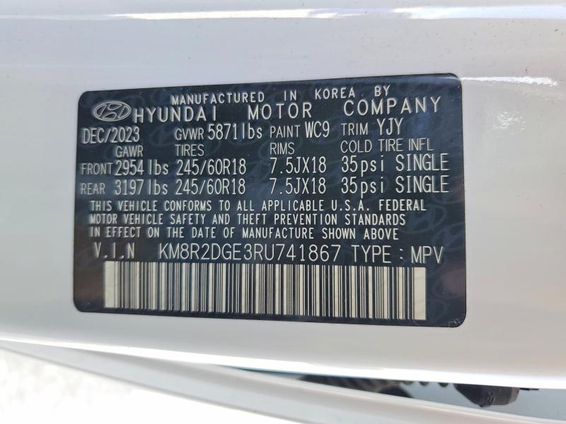 Aukcja sprzedaży 2024 Hyundai Palisade, vin: KM8R2DGE3RU741867, numer aukcji: 46266596