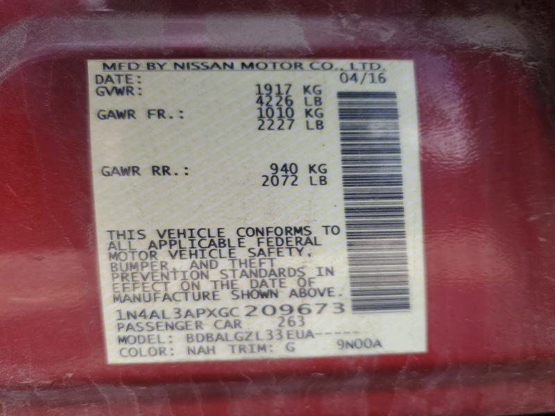 Aukcja sprzedaży 2016 Nissan Altima, vin: 1N4AL3APXGC209673, numer aukcji: 47439656