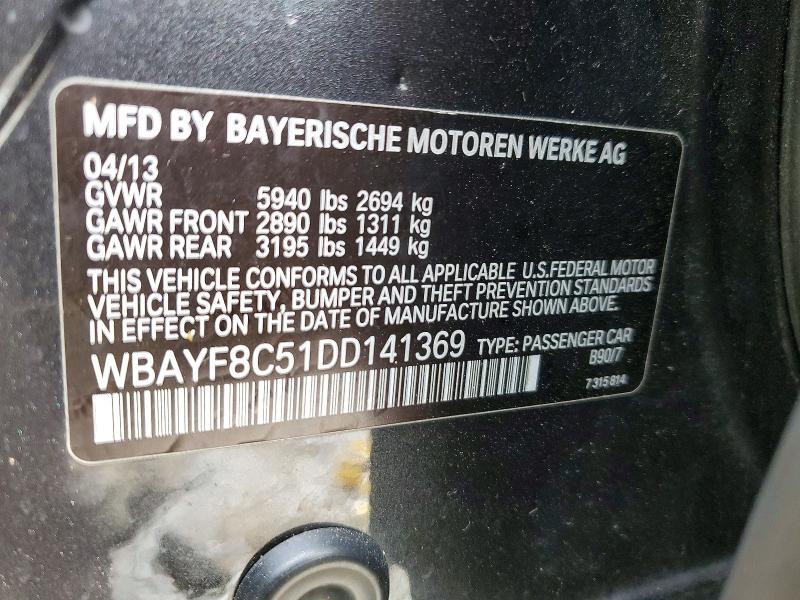 Aukcja sprzedaży 2013 Bmw 750, vin: WBAYF8C51DD141369, numer aukcji: 46746306