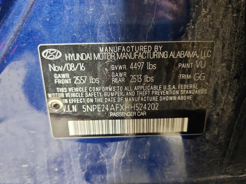 Продаж на аукціоні авто 2017 Hyundai Sonata, vin: 5NPE24AFXHH524202, номер лоту: 41826966