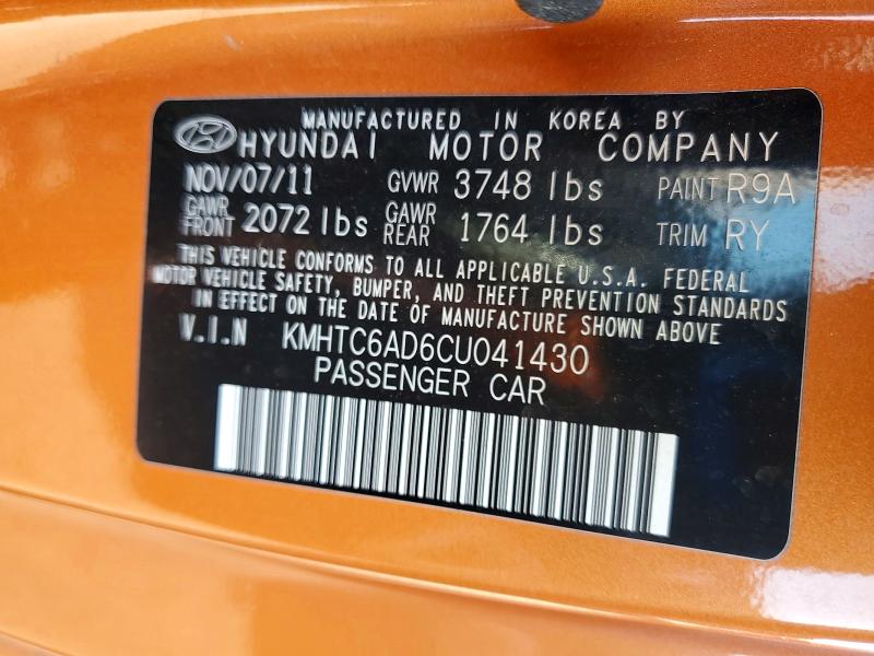 Aukcja sprzedaży 2012 Hyundai Veloster, vin: KMHTC6AD6CU041430, numer aukcji: 41794886
