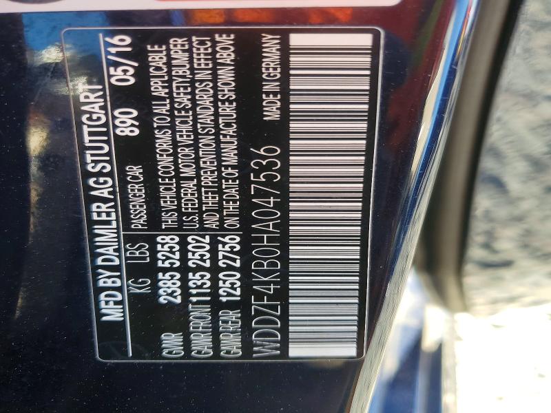 Aukcja sprzedaży 2017 Mercedes-benz E, vin: WDDZF4KB0HA047536, numer aukcji: 79787885