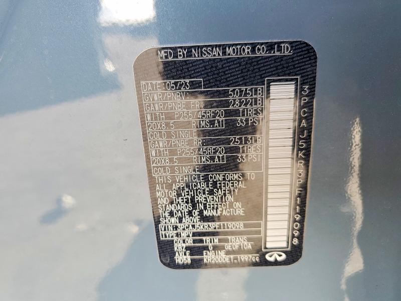 79270255 :رقم المزاد ، 3PCAJ5KR3PF119098 vin ، 2023 Infiniti Qx55 مزاد بيع