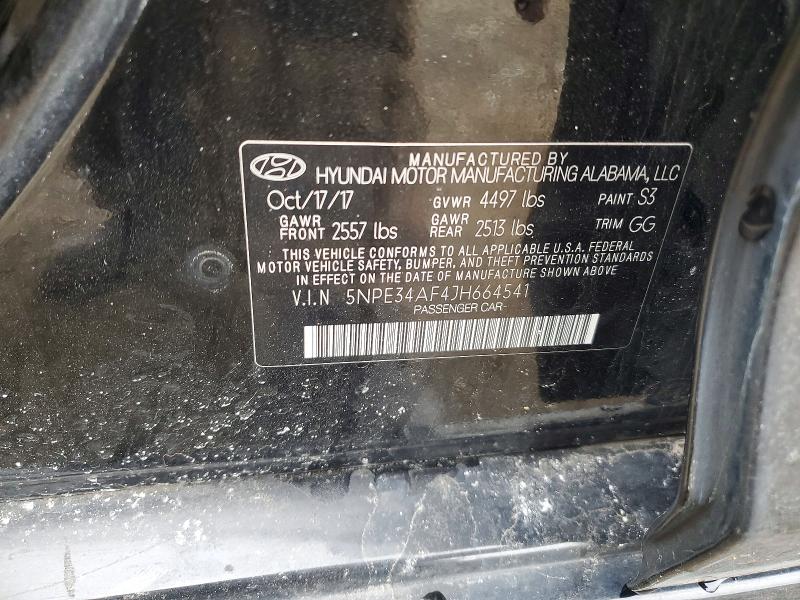 41913526 :رقم المزاد ، 5NPE34AF4JH664541 vin ، 2018 Hyundai Sonata مزاد بيع
