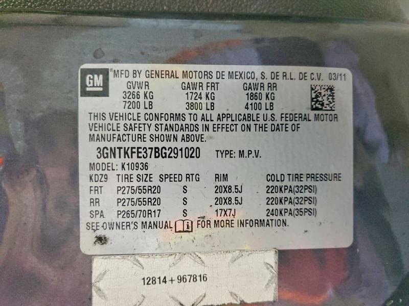 41604046 :رقم المزاد ، 3GNTKFE37BG291020 vin ، 2011 Chevrolet Avalanche مزاد بيع