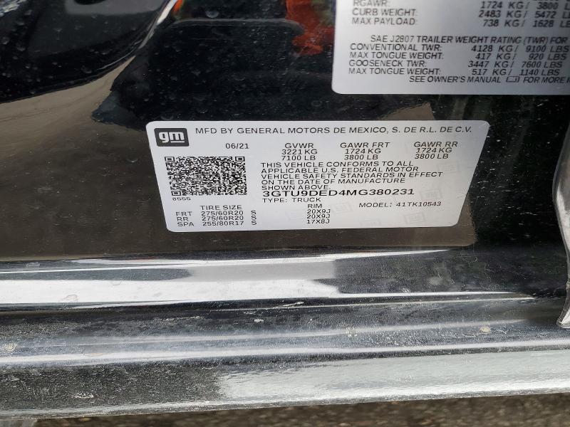 Продажа на аукционе авто 2021 Gmc Sierra, vin: 3GTU9DED4MG380231, номер лота: 45970286