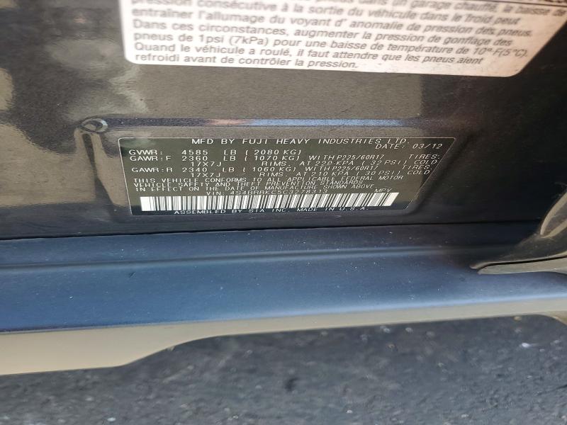 2012 Subaru Outback მანქანა იყიდება აუქციონზე, vin: 4S4BRBKC5C3278313, აუქციონის ნომერი: 47649016