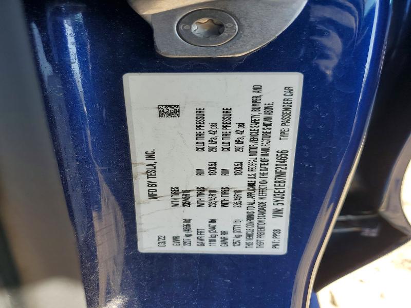 2022 Tesla Model 3 მანქანა იყიდება აუქციონზე, vin: 5YJ3E1EB7NF204656, აუქციონის ნომერი: 46053066