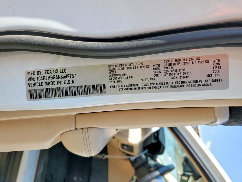 Продажа на аукционе авто 2022 Jeep Grand Cherokee, vin: 1C4RJHBG8N8549757, номер лота: 47530166