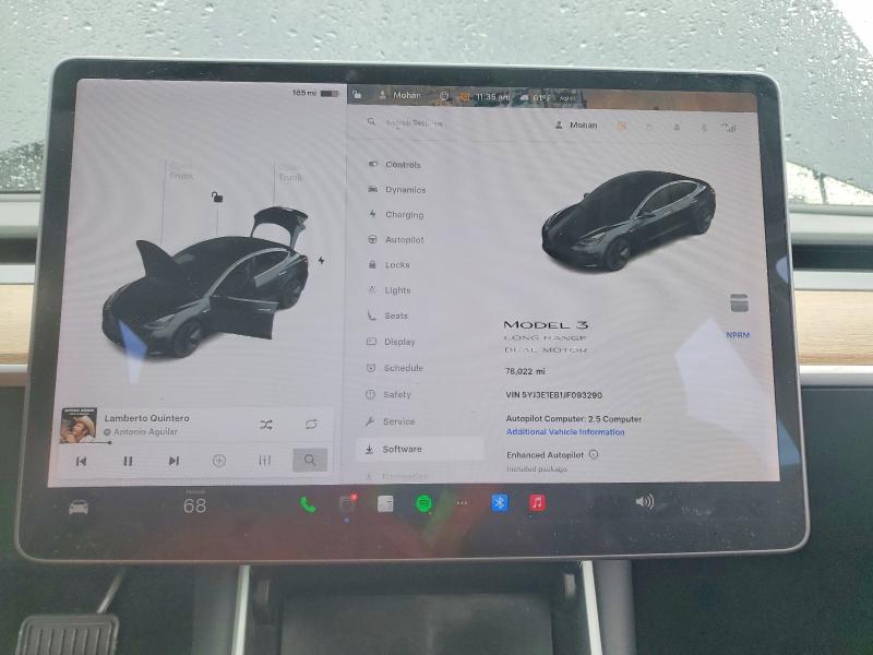 2018 Tesla Model 3 მანქანა იყიდება აუქციონზე, vin: 5YJ3E1EB1JF093290, აუქციონის ნომერი: 48135286