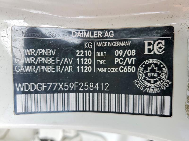 Продаж на аукціоні авто 2009 Mercedes-benz C, vin: WDDGF77X59F258412, номер лоту: 79641805